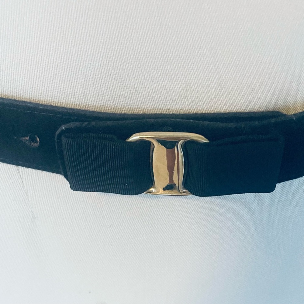 Carlisle Black Velvet Belt with Grosgrain Ribbon Buckle Size Small Vintage